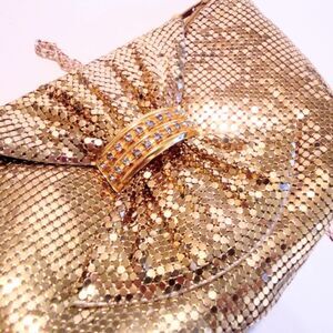 Vintage Gold Metal Mesh Evening Clutch Shoulder Bag